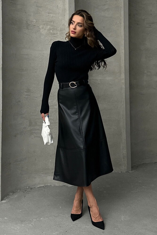 Black Midi Length Skirt